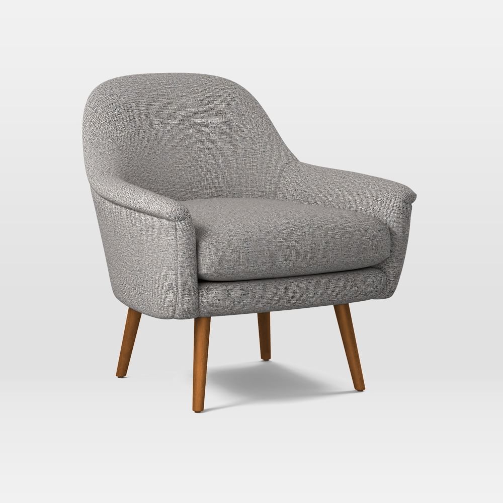 Phoebe Midcentury Chair, Poly, Deco Weave, Pearl Gray, Pecan - Image 0