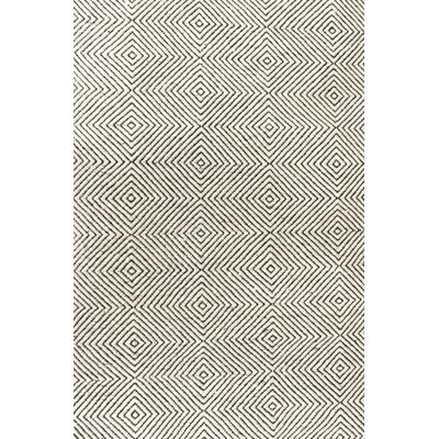 Azarian Geometric Handmade Tufted Wool Ivory/Black Rug - Image 0