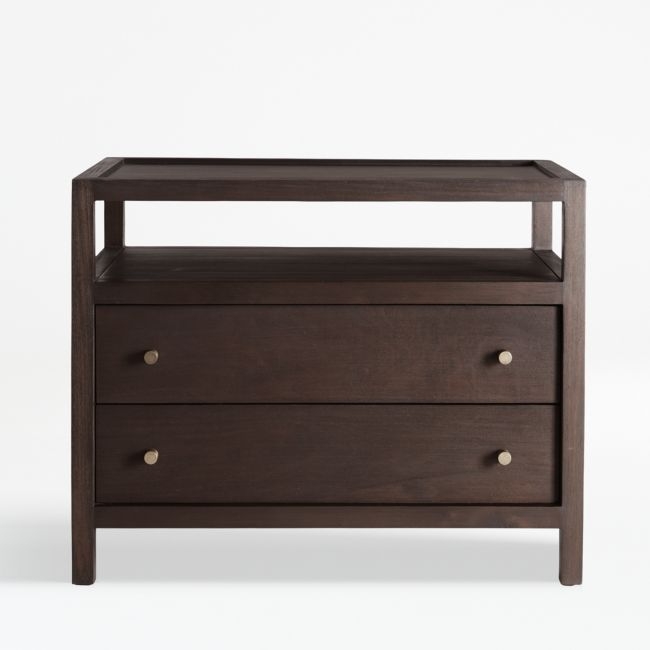 Keane 31.5" Espresso Solid Wood Charging Nightstand - Image 0