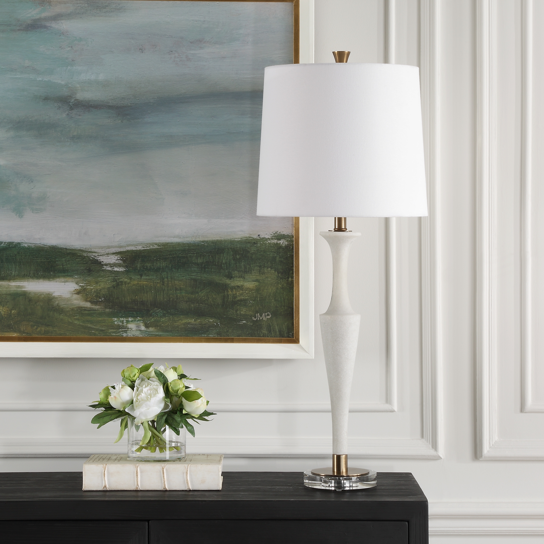 Colette White Stone Table Lamp - Image 2