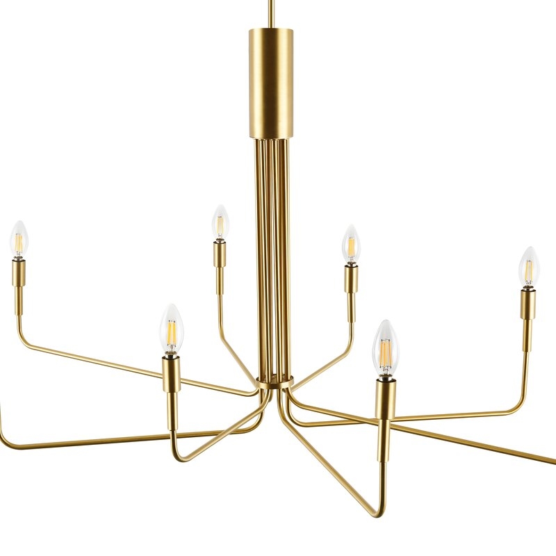 Brushed Brass Sola 8-Light Candle Style Modern Linear Chandelier, Brushed Brass - Image 10