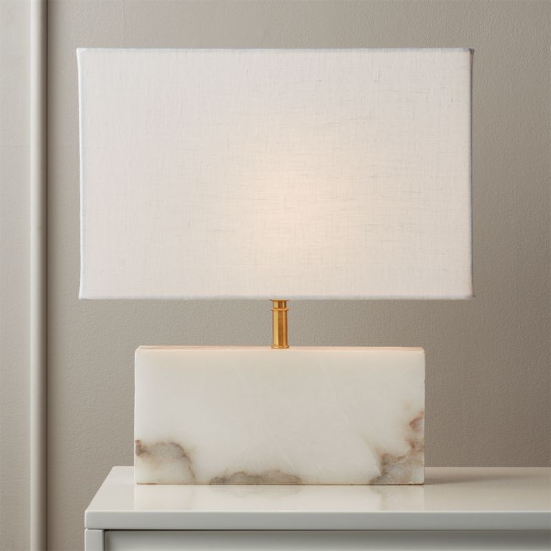 White Alabaster Rectangle Table Lamp - Image 1