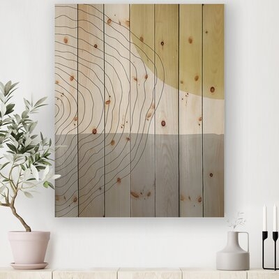 Minimal Geometric Compostions Of Elementary Forms XXXIV - Modern Print On Natural Pine Wood - Image 0