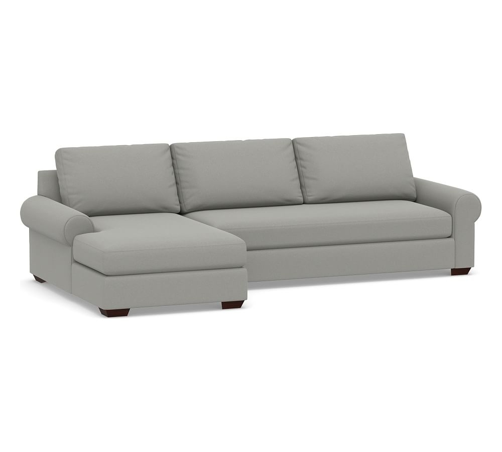 Big Sur Roll Arm Upholstered Right Arm Sofa with Chaise Sectional and Bench Cushion, Down Blend Wrapped Cushions, Performance Everydaysuede(TM) Metal Gray - Image 0
