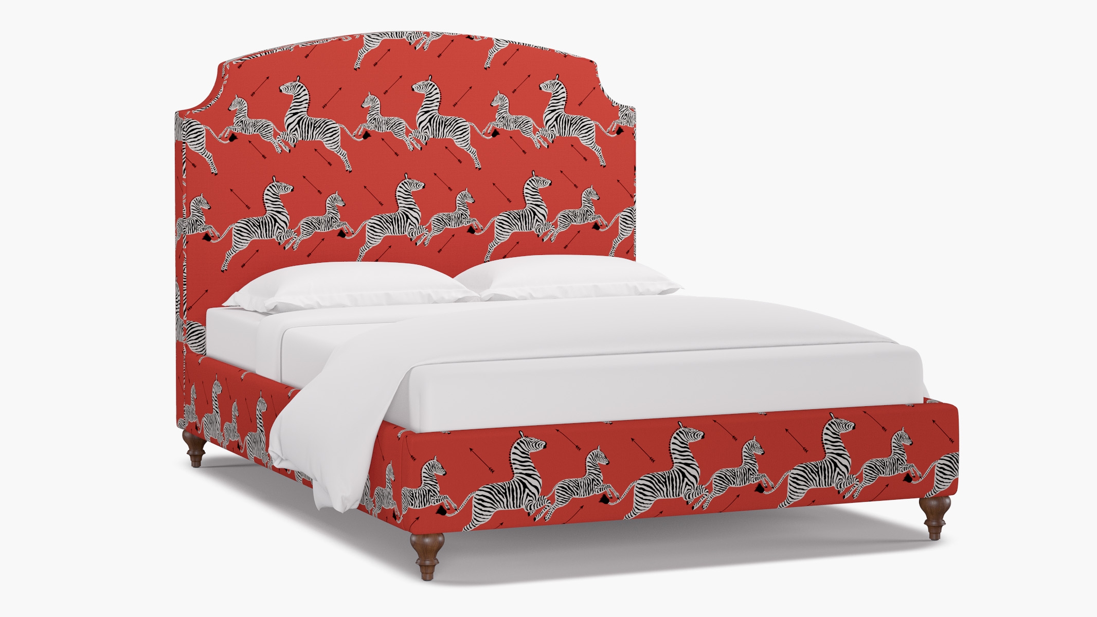 Cove Bed, Coral Zebra, Walnut Traditional Turned Leg, Twin - Image 1