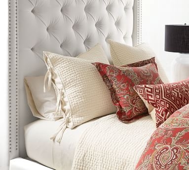 Harper Tufted Upholstered Bed without Nailheads, King, Tall Headboard65"h, Chenille Basketweave Oatmeal - Image 2