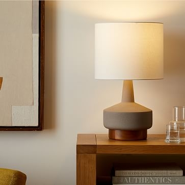 Wood And Ceramic Table Lamp, Medium, Reactive Rust, Burnt Wax, Set of 2 - Image 3