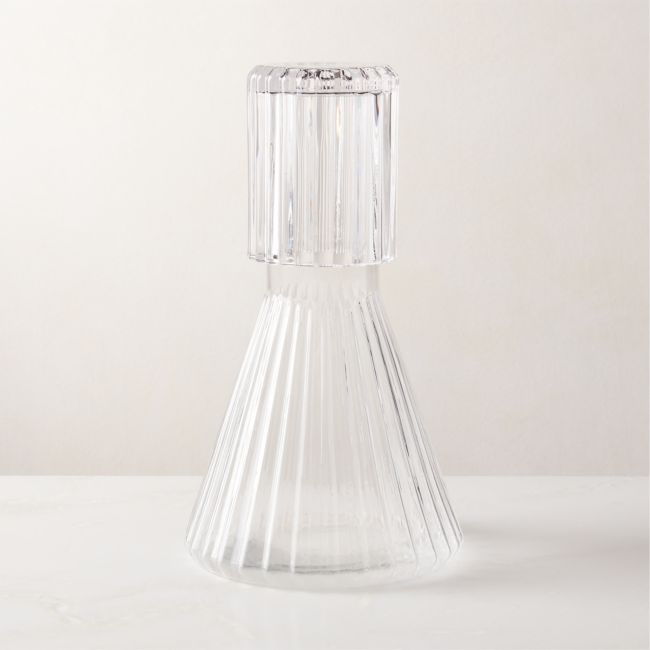 Aleric Ribbed Glass Carafe and Cup - Image 0