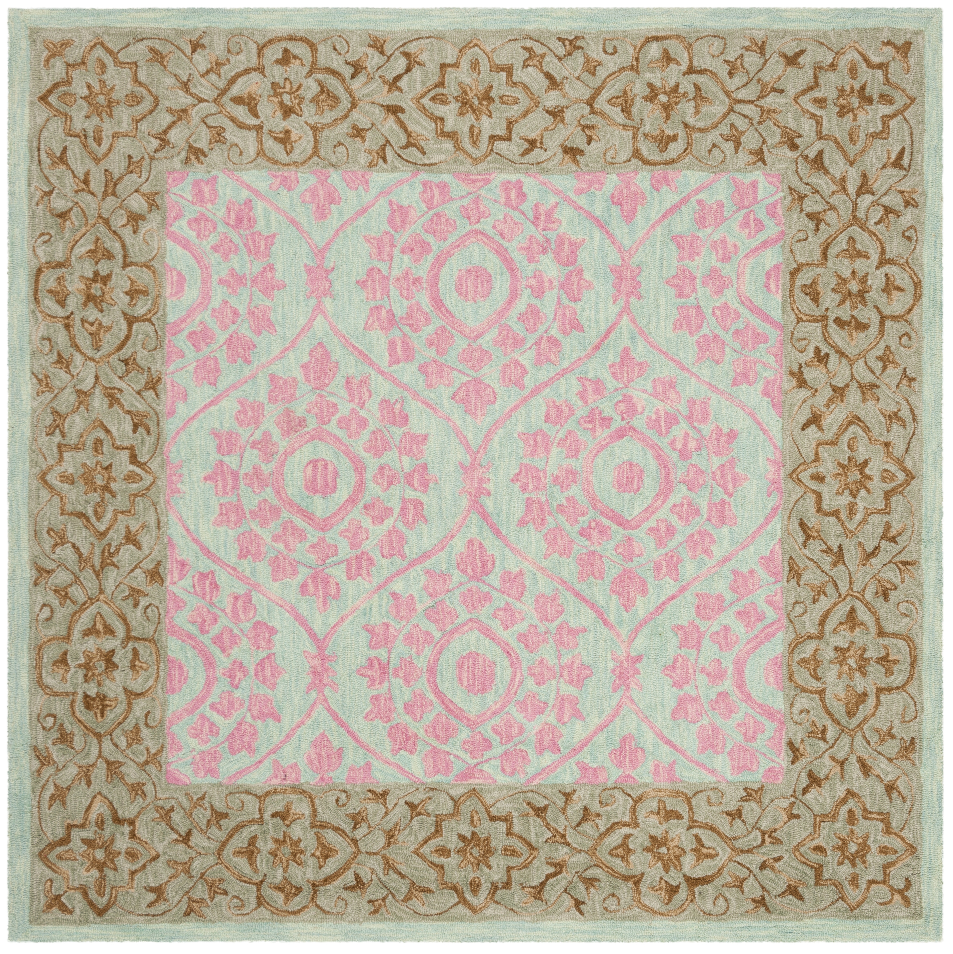 Arlo Home Hand Hooked Area Rug, SZN103A, Taupe/Pink,  5' X 5' Square - Image 0