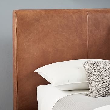 Mod Upholstered Bed, Twin, Saddle Leather, Nut, Pecan - Image 1