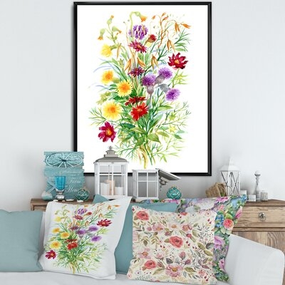 Colorful Wildflowers In Nature - Farmhouse Canvas Wall Art Print-FL35348 - Image 0