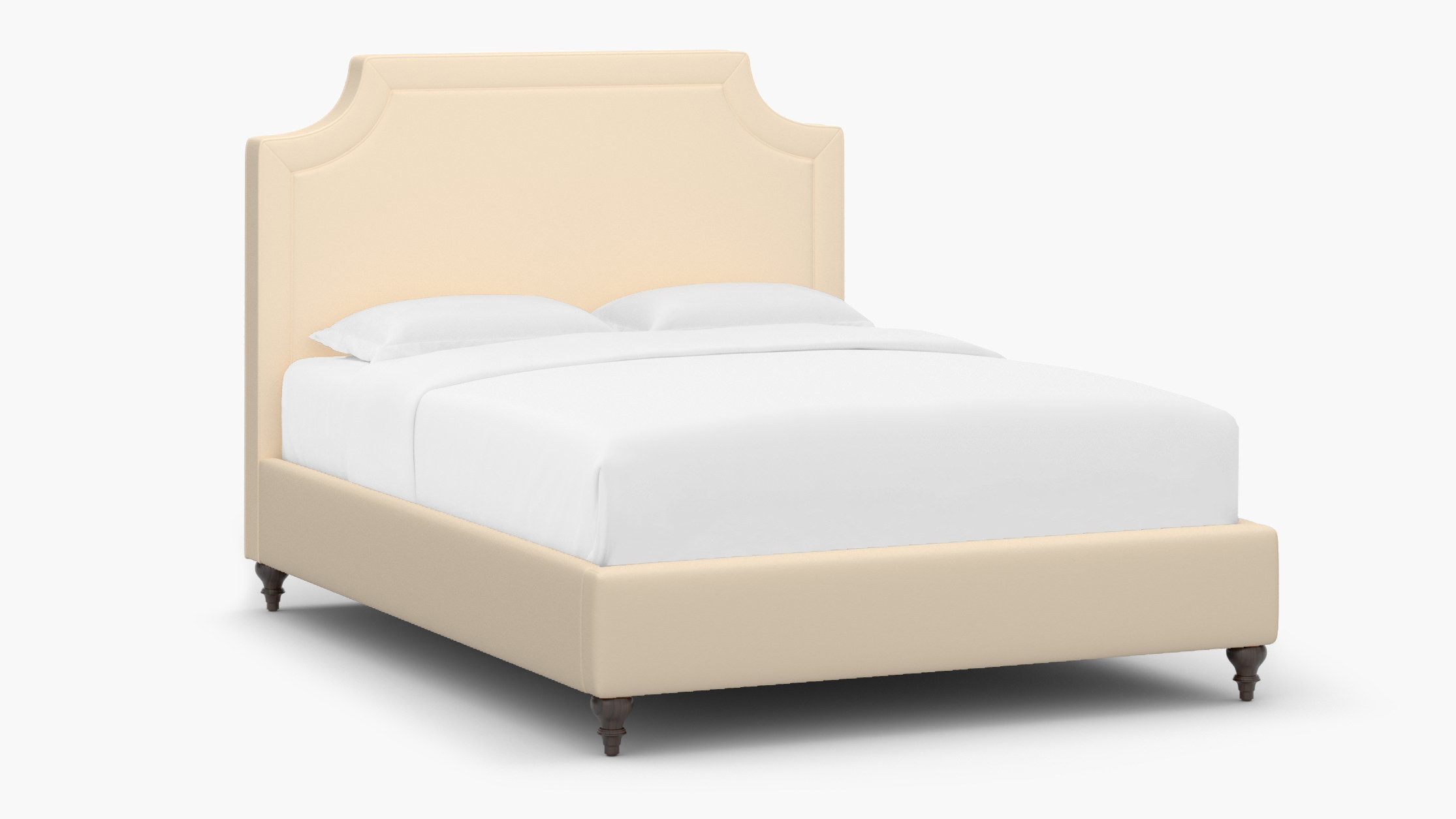 Deco Bed, Flax Twill, Espresso Traditional Turned Leg, King - Image 1