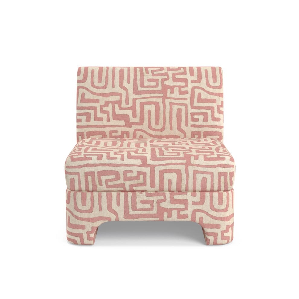 Terracotta Classic Kuba Cloth Sienna Slipper Chair by St. Frank | Pink | 30"W x 30"D x 30"H Seat - Image 0
