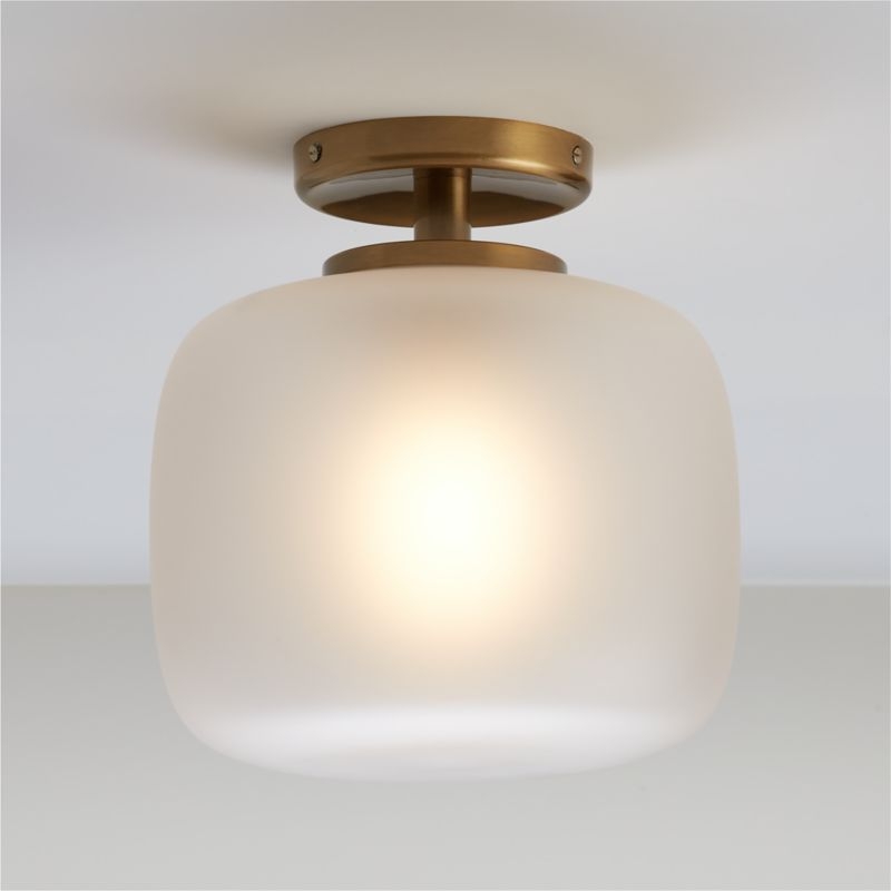 Colombe Burnished Brass and Glass Flush Mount Light 10" - Image 1