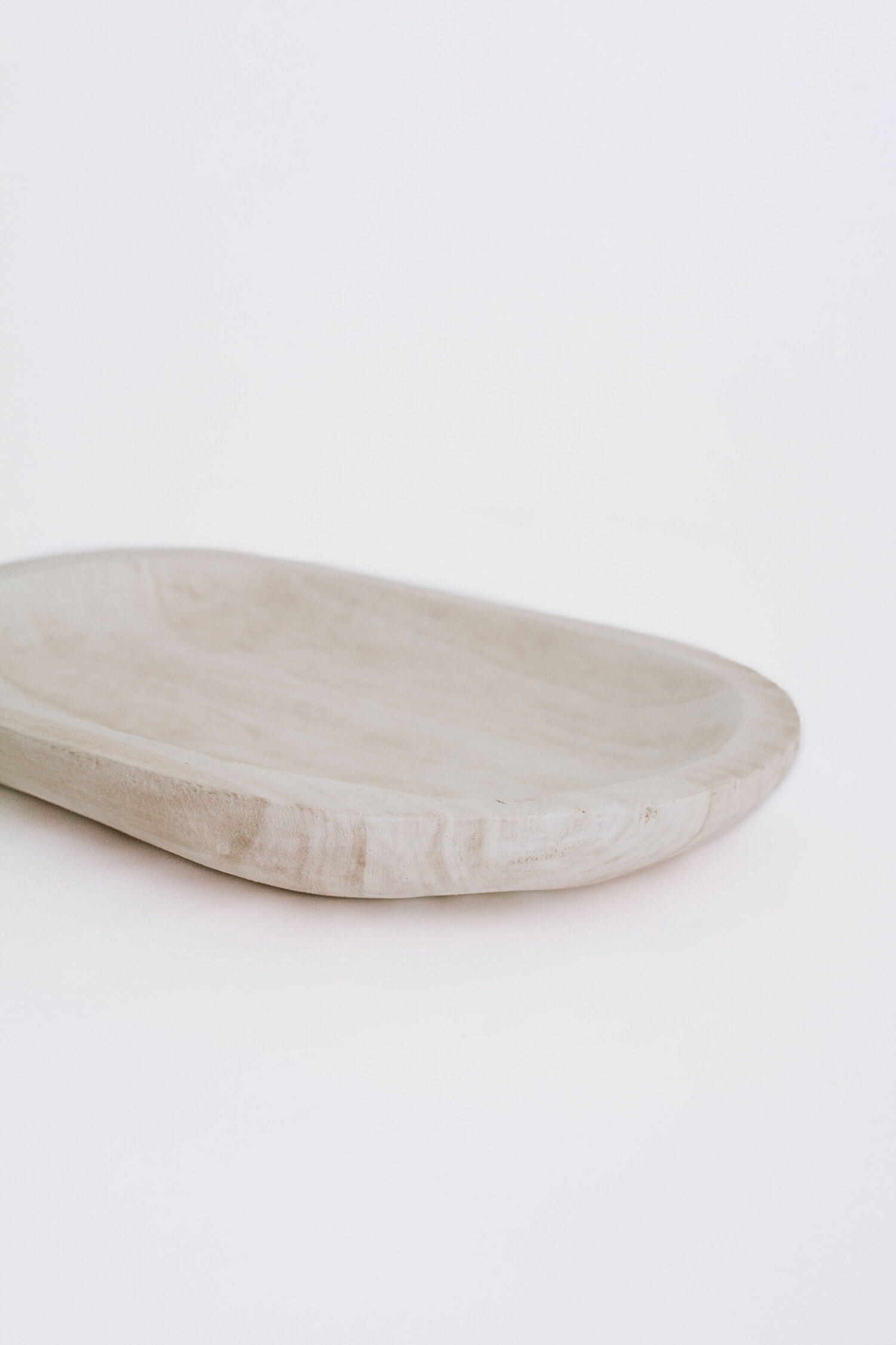 Hand-Carved Paulownia Wood Bowl with Whitewashed Finish - Image 3