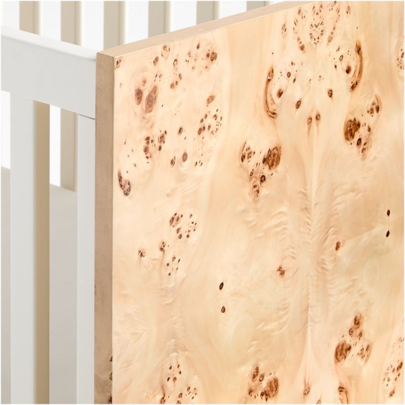 Calli Burlwood and Linen White Convertible Baby Crib with Toddler Bed Rail - Image 4