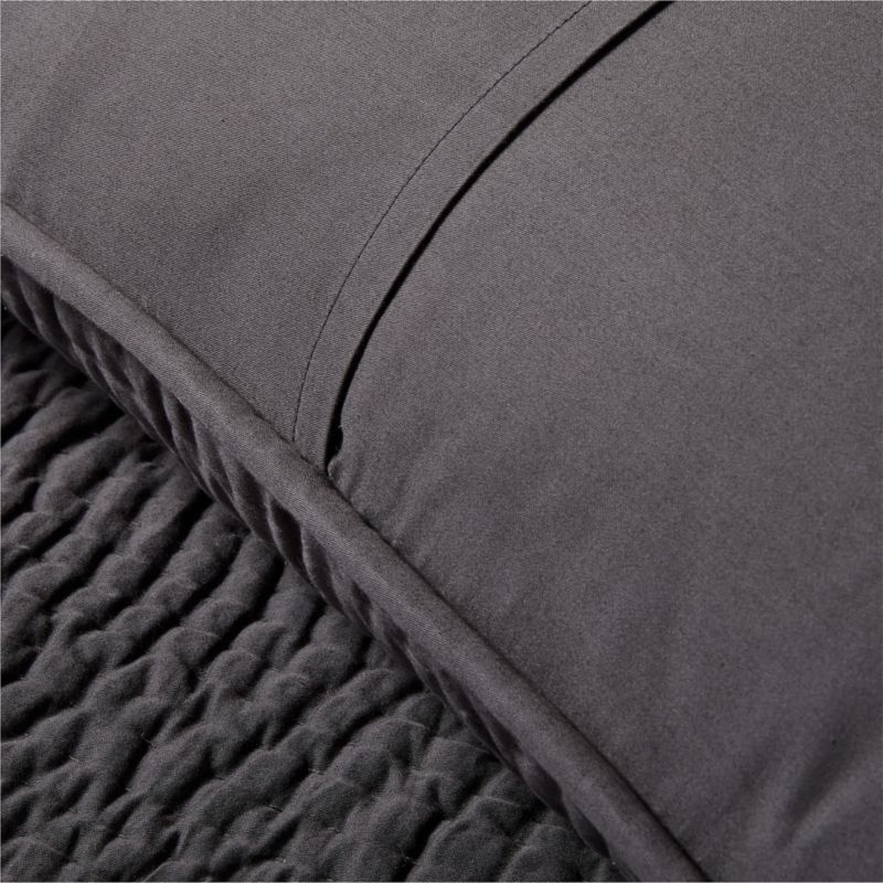 Stitched Organic Cotton Sateen Charcoal Grey Standard Pillow Shams Set of 2 - Image 1