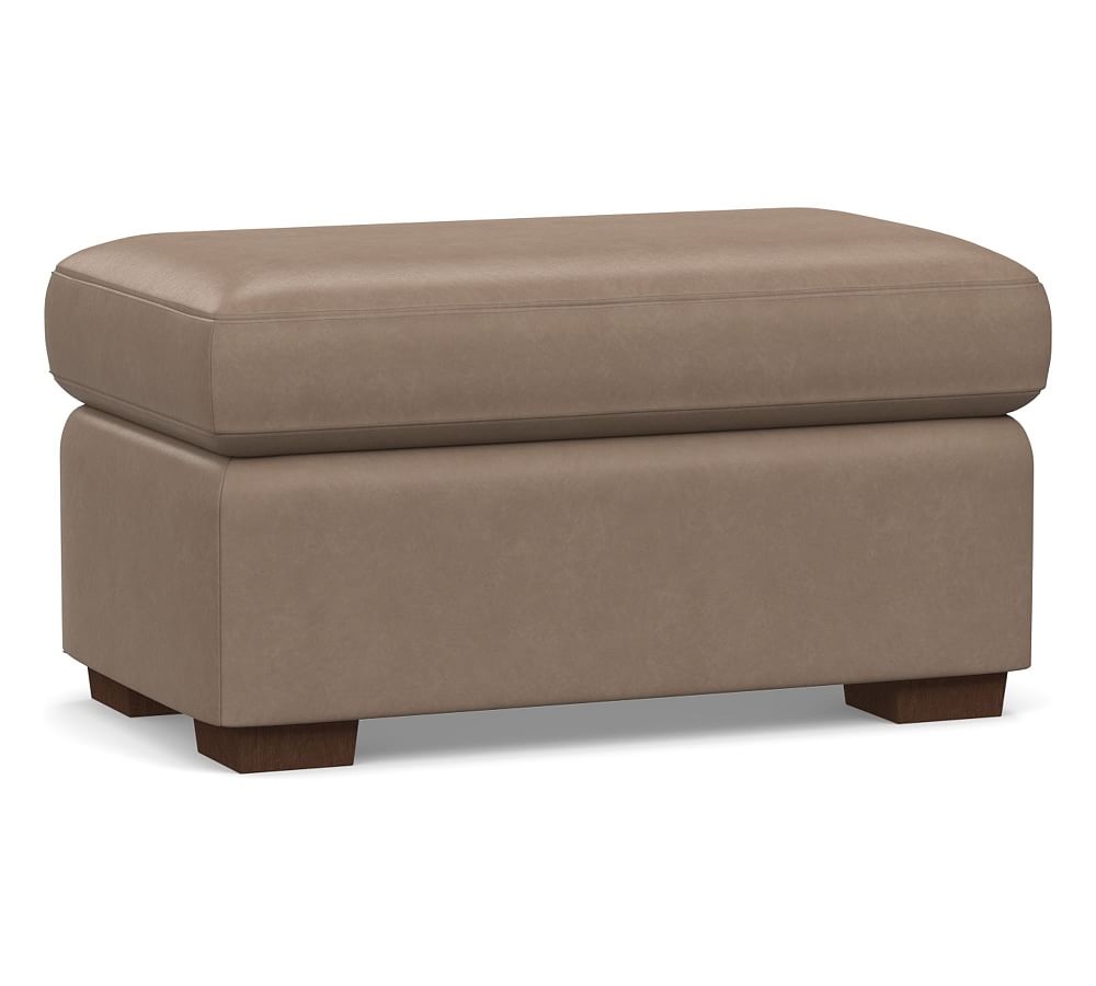Shasta Square Arm Leather Ottoman, Polyester Wrapped Cushions, Legacy Taupe - Image 0