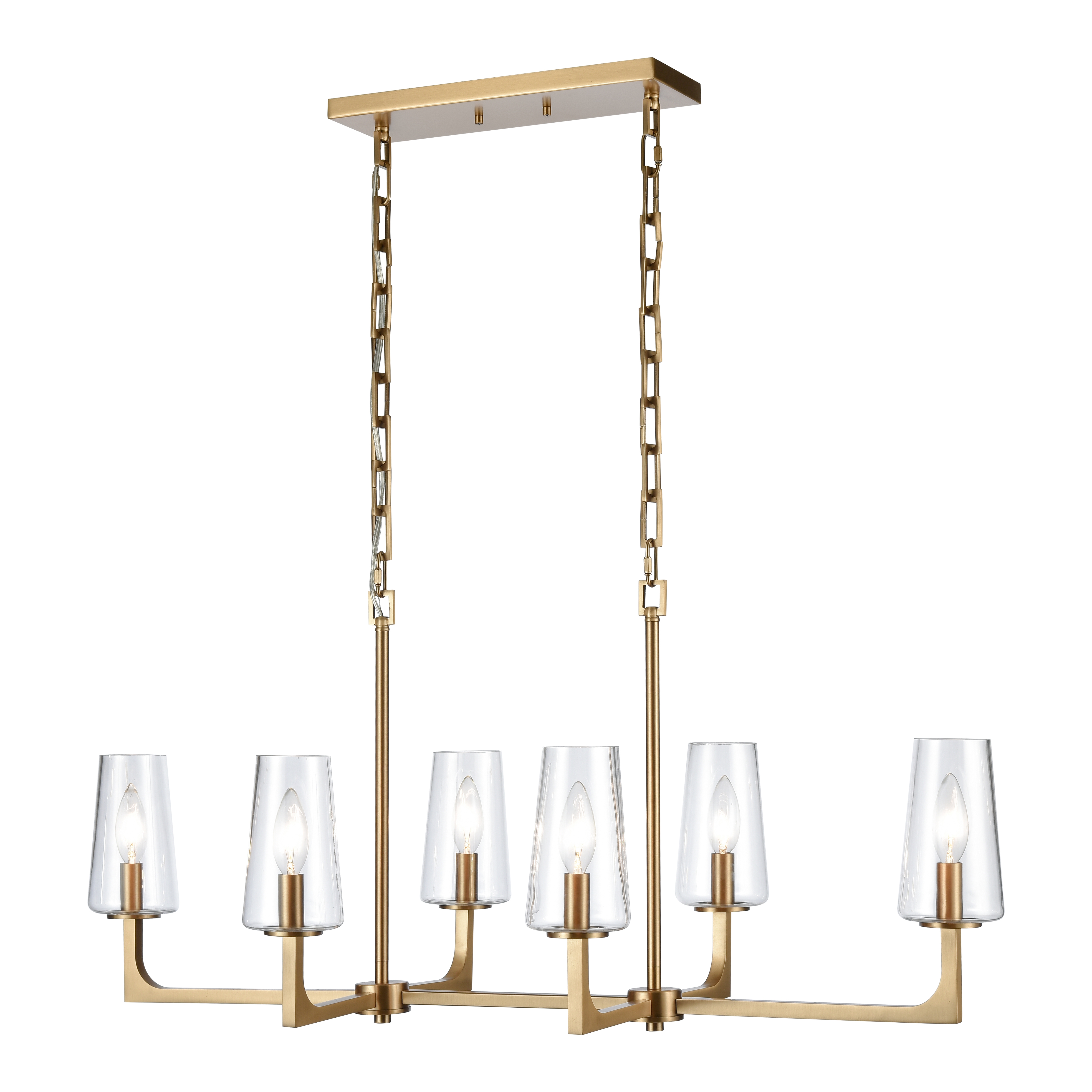 Fitzroy 36'' Wide 6-Light Linear Chandelier - Lacquered Brass - Image 0