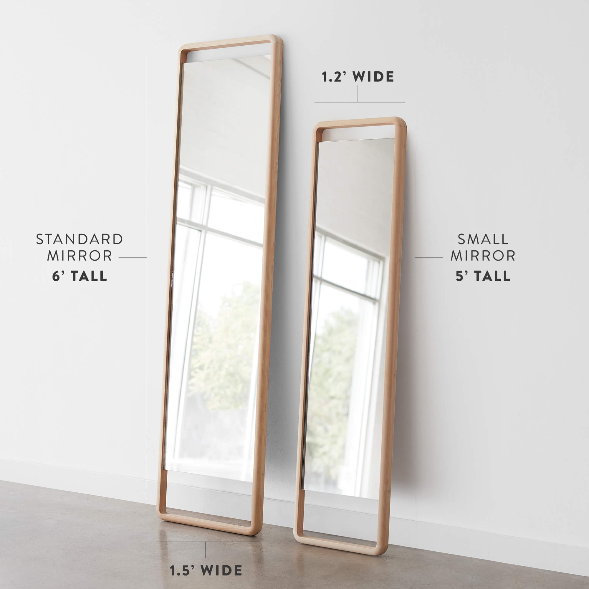 The Citizenry Hinoki Wood Floor Mirror | Small | Light Wood - Image 2