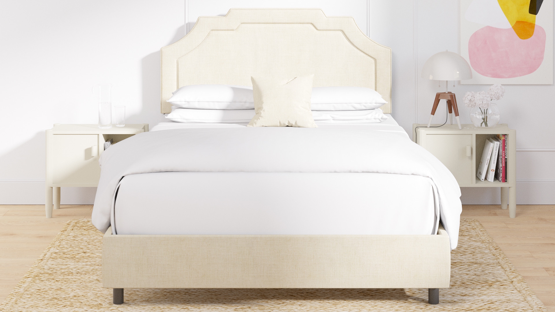 Art Deco Bed, Talc Everyday Linen, Queen - Image 3
