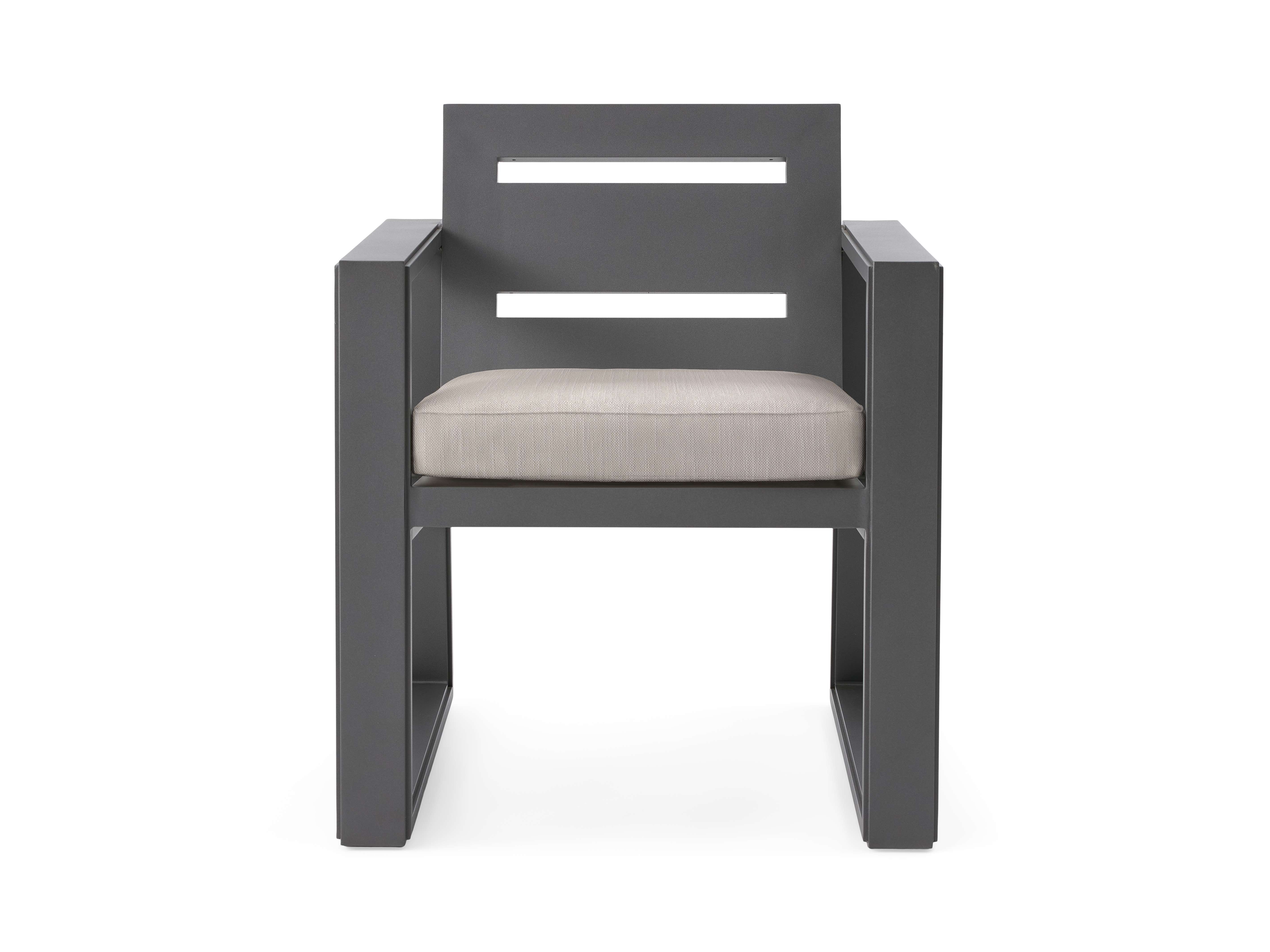 Canyon Outdoor Dining Arm Chair Aluminum in Gray - Image 0