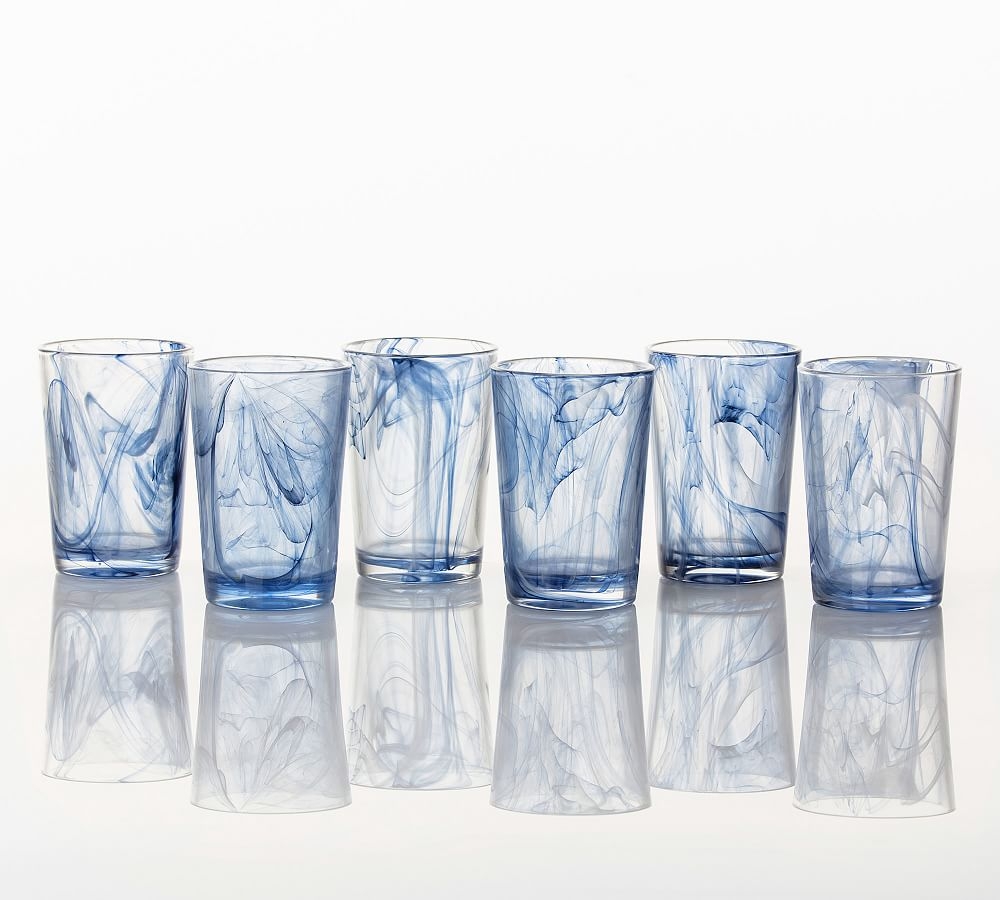 Fortessa Swirl Tall Tumbler Glasses, Set of 6 - Blue - Image 0