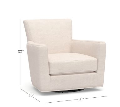 Irving Square Arm Upholstered Swivel Glider Without Nailheads, Polyester Wrapped Cushions, Park Weave Oatmeal - Image 1