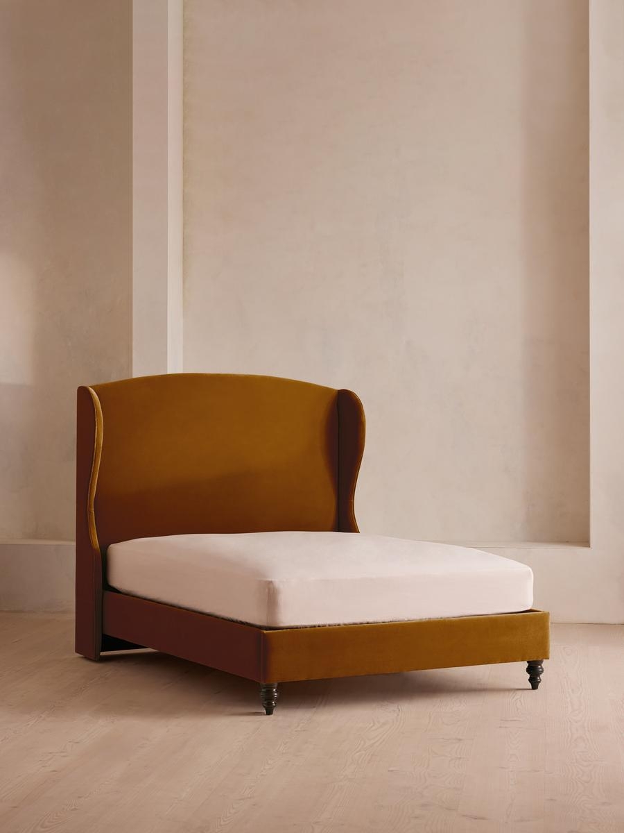 Rivas Bed, Full, Velvet, Mustard, US - Image 0