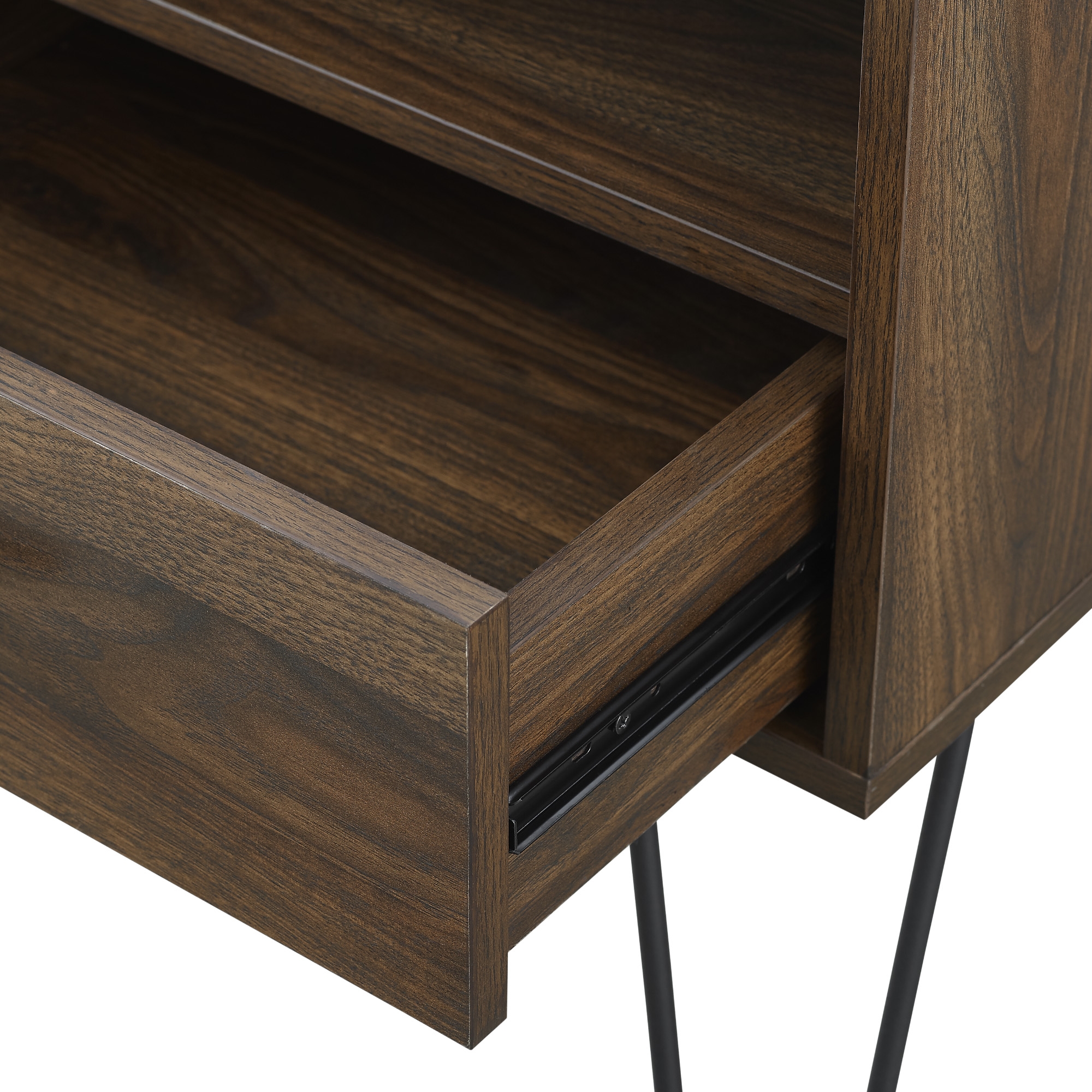 18" Modern Single Drawer Hairpin Leg Nightstand - Dark Walnut - Image 5