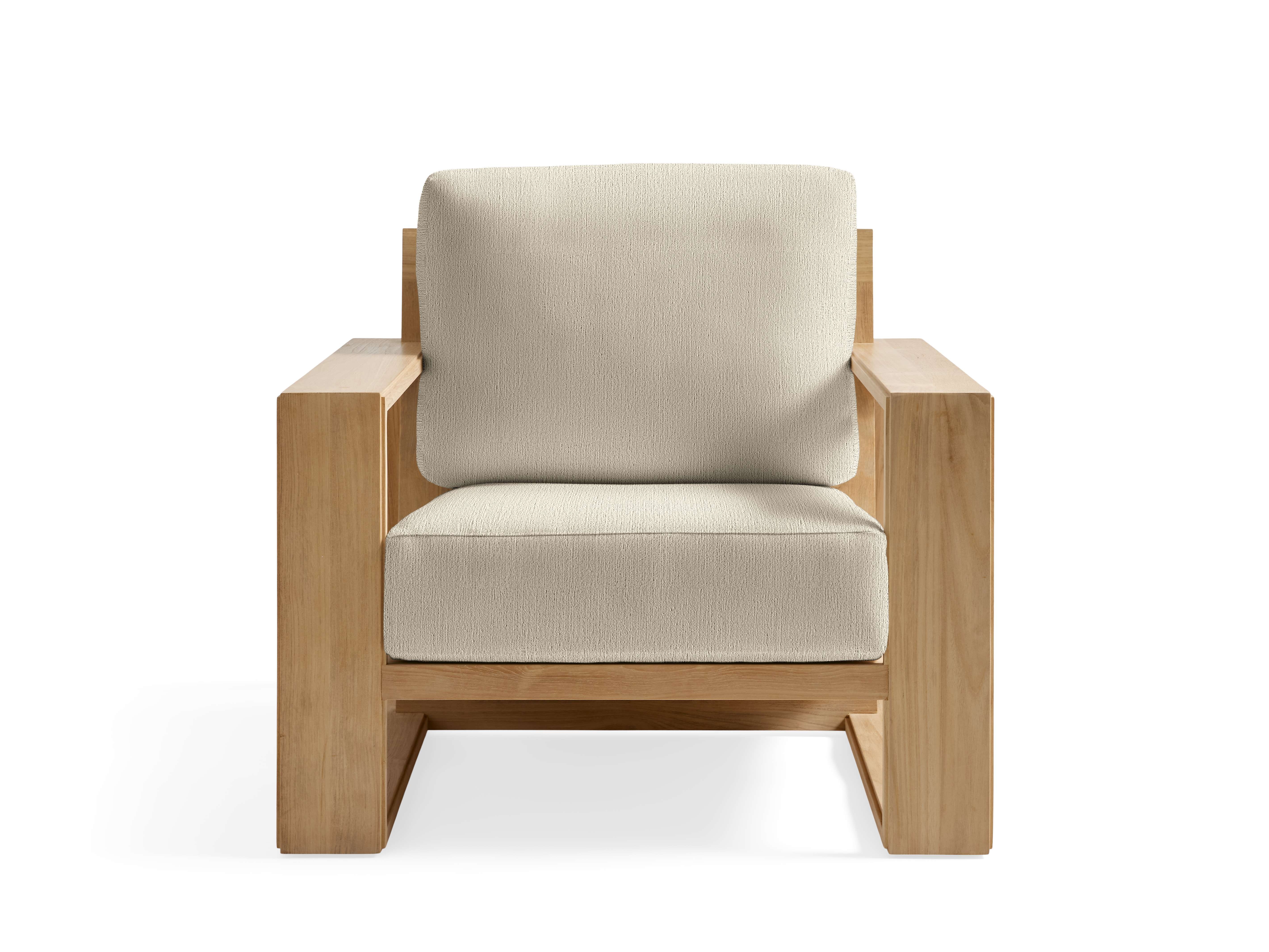 Canyon Outdoor Lounge Chair Teak in Natural  Twilly Pearl  - Image 0