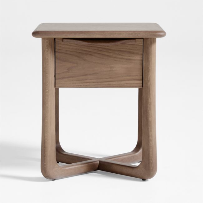 Alrik 20" Brown Oak Wood Narrow Nightstand - Image 1