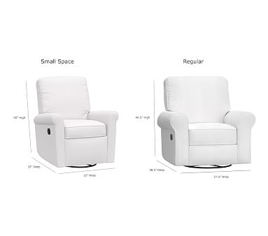 Comfort Small Spaces Swivel Manual Recliner, Recliner, Chenille Tweed, White, - Image 2