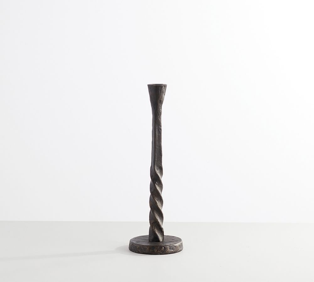 Easton Forged-Iron Taper Candleholder, Medium, 12.25"H - Bronze - Image 0