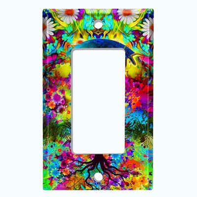 Metal Light Switch Plate Outlet Cover (Flower Tree - Single Rocker) - Image 0