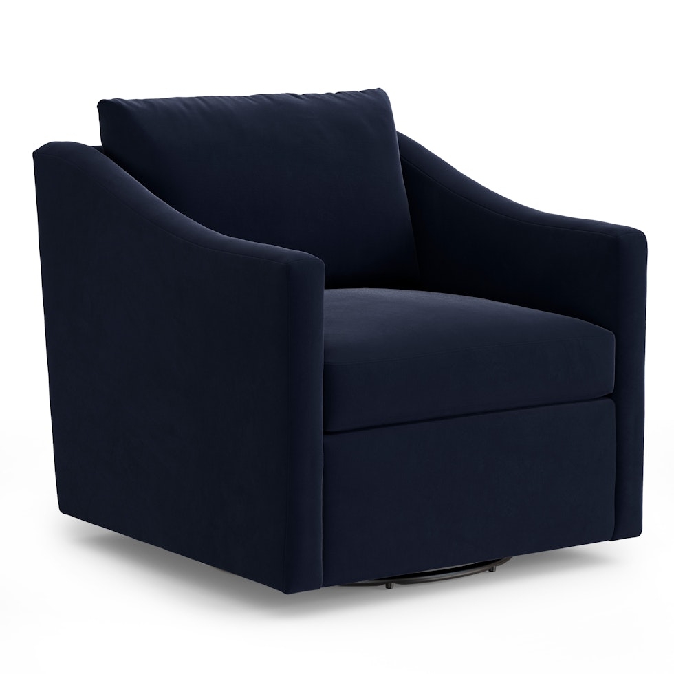 Landry 32.25" Velvet Swivel Lounge Chair - Hale Ink - Image 0
