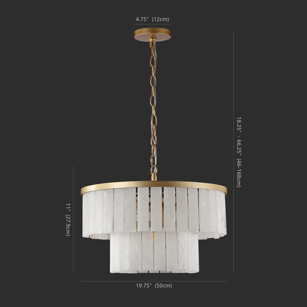 Safavieh Couture Kiandra Marble 2 Tier Chandeli - Gold/White - Image 4