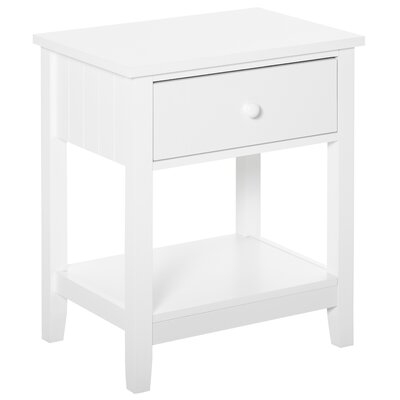 Modern Style Bedside End Table With Drawer And Storage Shelf For Bedroom, Or Living Room, Grey - Image 0