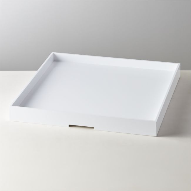 Marq High Gloss X-Large White Square Tray - Image 0