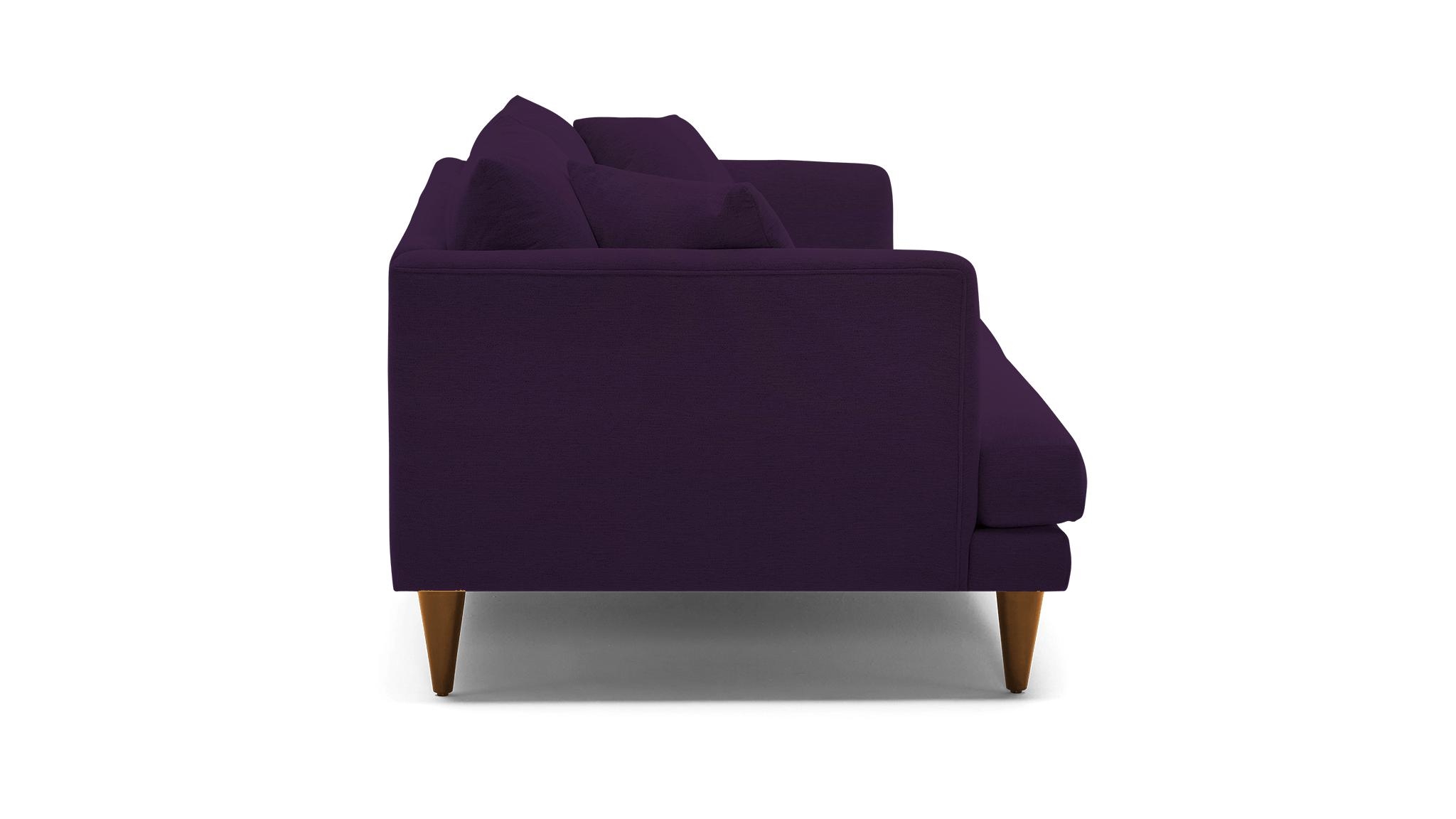 Purple Lewis Mid Century Modern Sofa - Royale Amethyst - Mocha - Cone - Image 2