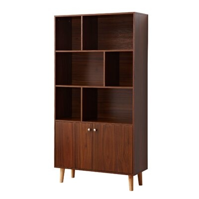 Bookcase, Storage Bookshelf With Doors,Oak - Image 0
