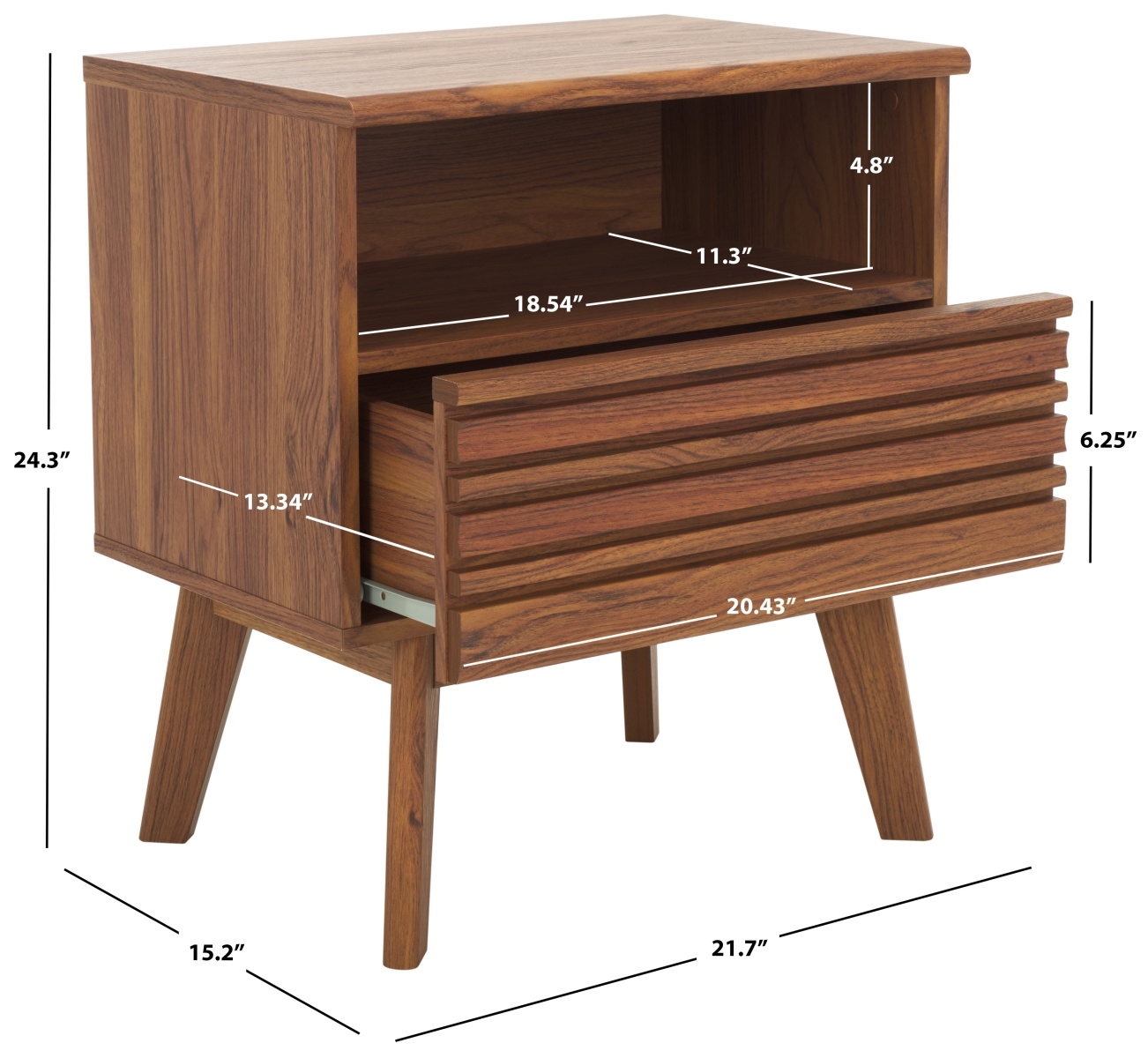 Esma 1 Drawer 1 Shelf Nightstand - Walnut - Safavieh - Image 9