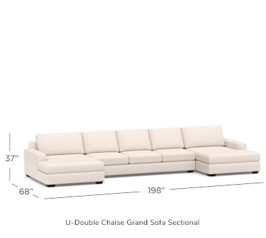 Big Sur Square Arm Upholstered U-Double Chaise Loveseat Sectional, Down Blend Wrapped Cushions, Chenille Basketweave Taupe - Image 5