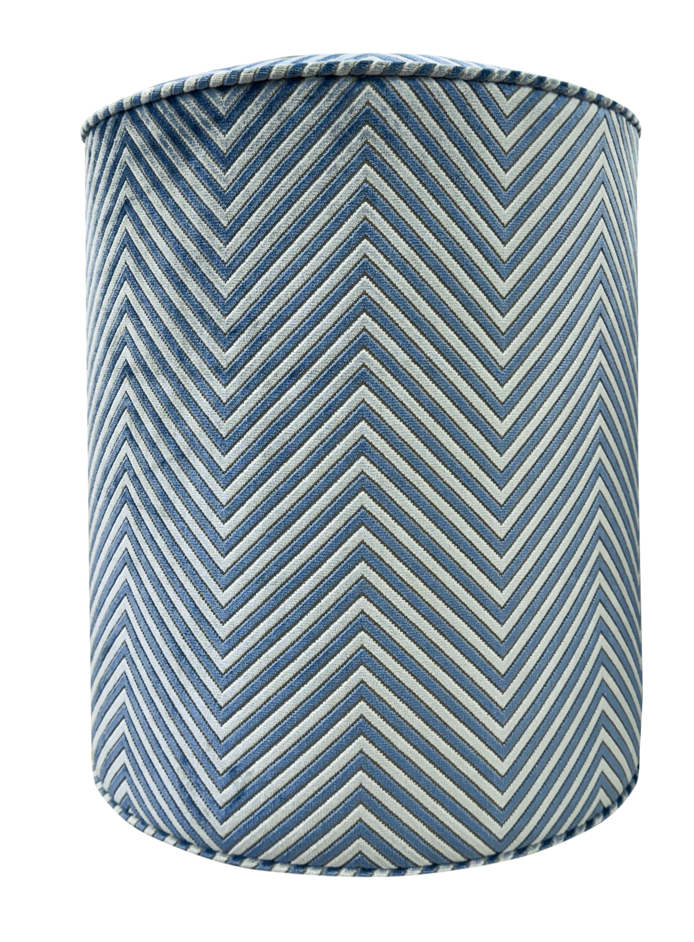 THE TIGHT ROUND OTTOMAN :: ZARA CUT VELVET // CAPRI BLUE - BY THE YARD - Image 1