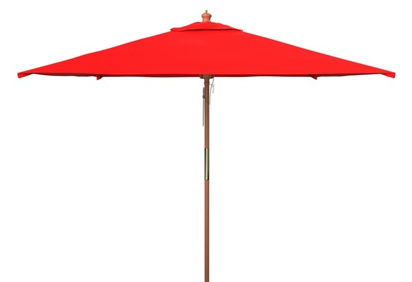 Velop 7.5 Ft Wood Umbrella - Red - Safavieh - Image 0
