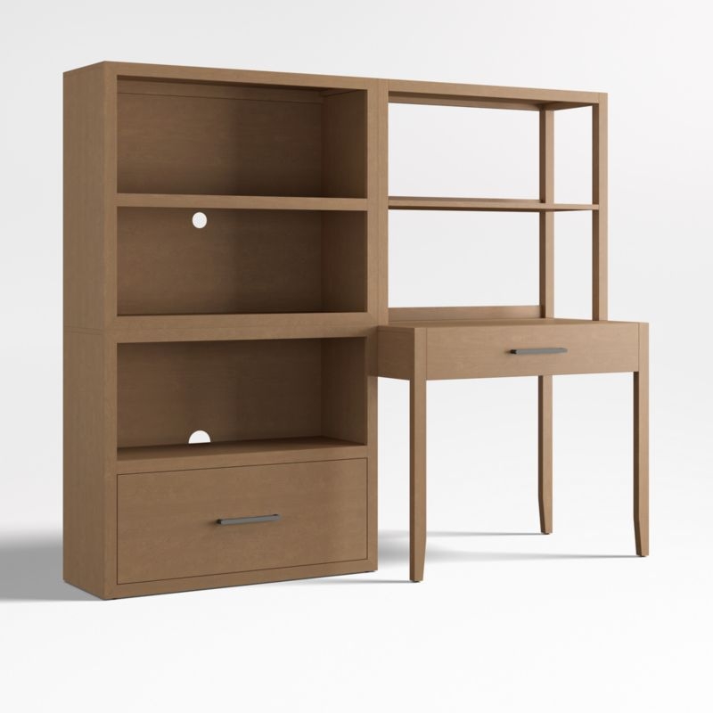 Ever Simple Modular Natural Brown Wood Kids Workspace Suite - Image 1