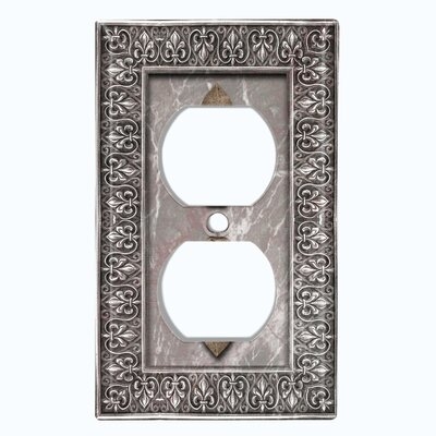 Metal Light Switch Plate Outlet Cover (Fleur De Lis Faded Brown - Single Duplex) - Image 0