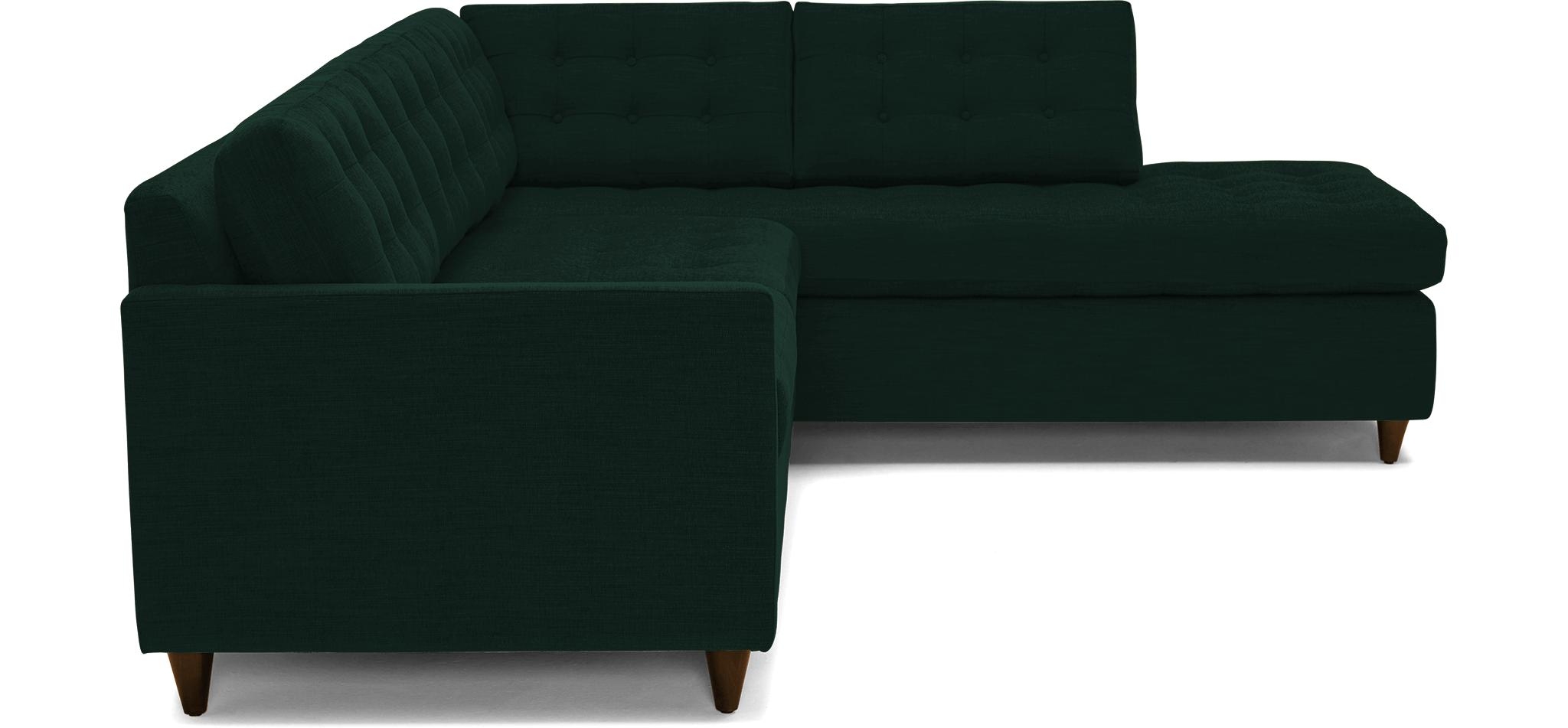 Green Eliot Mid Century Modern Bumper Sleeper Sectional - Royale Evergreen - Mocha - Left - Image 2