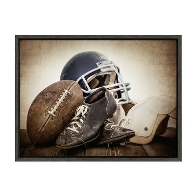 'Vintage Football Gear' by Shawn St.Peter- Floater Frame Graphic Art Print on Canvas - Image 0