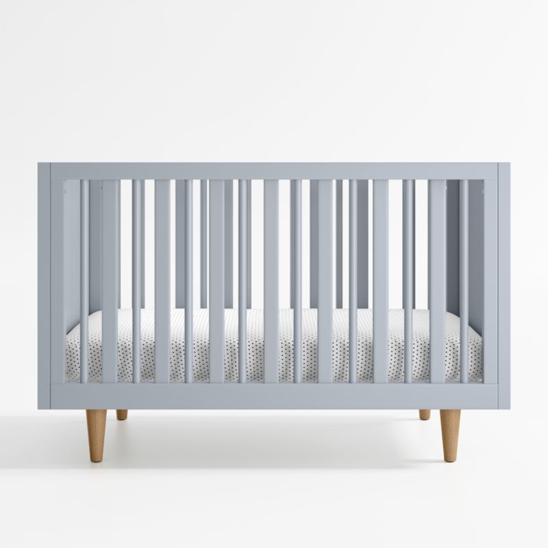 Finn Mist Blue Wood Convertible Baby Crib with Toddler Bed Rail - Image 3